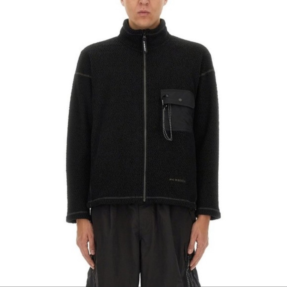 And Wander Men's Black Sweater with Pocket Detail